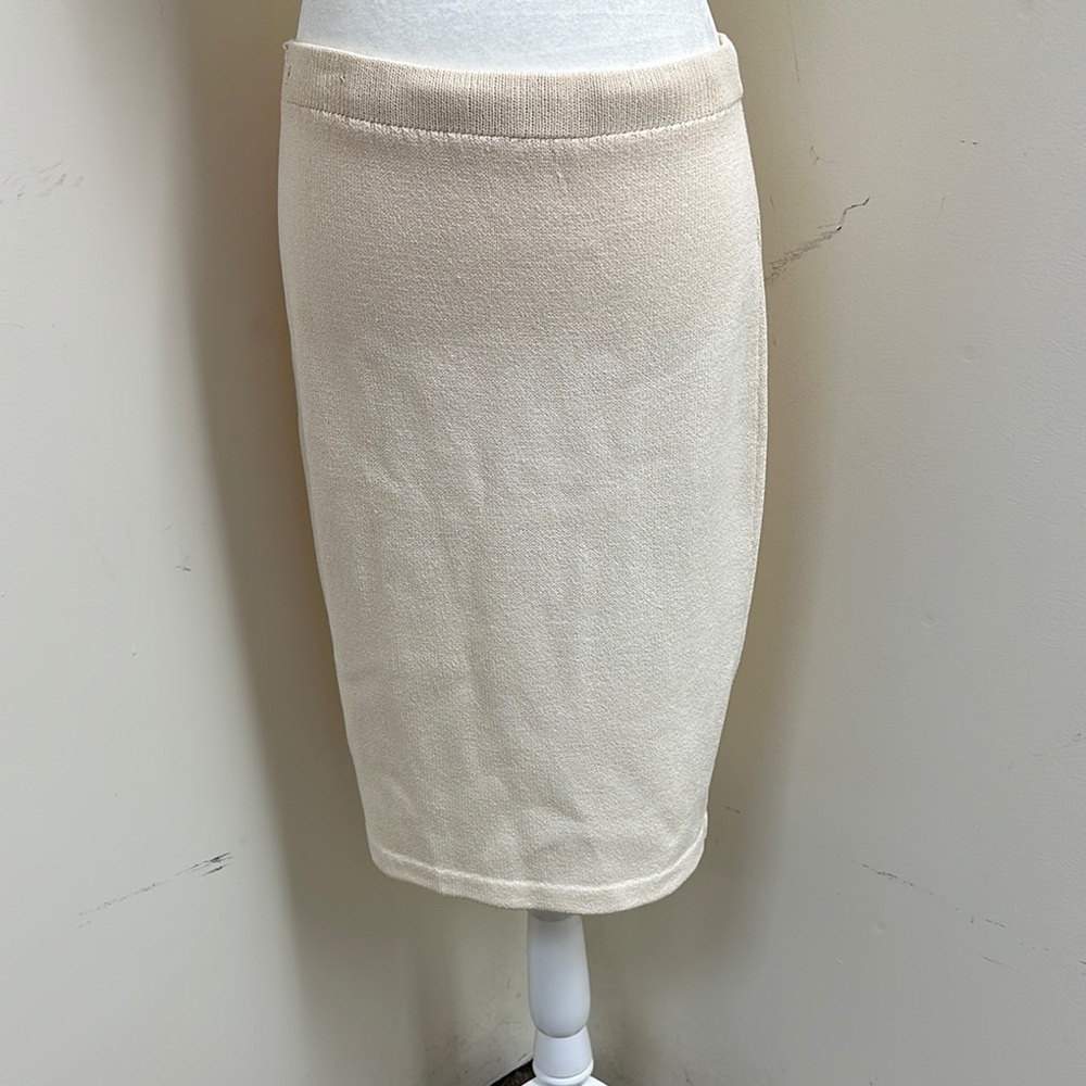 St. John Cream Pencil Midi Skirt for Work